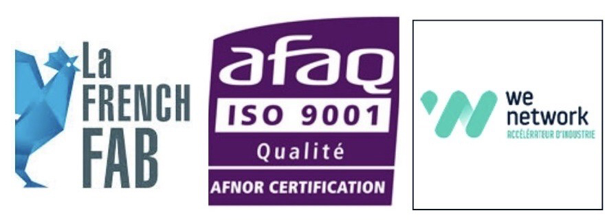 Logo des certifications de La French Fab', AFAQ et We Network